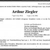 Ziegler Arthur 1912-1995 Todesanzeige